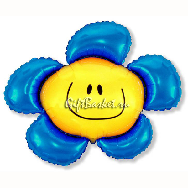 Фигурный шар из фольги "Цветок синий"