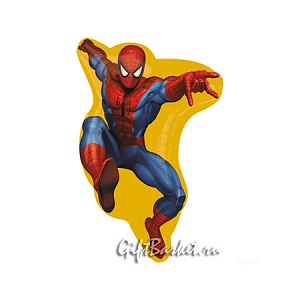 Фигурный шар из фольги "Человек паук на жёлтом"