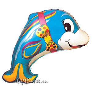 Фигурный шар из фольги "Дельфин с бантом"