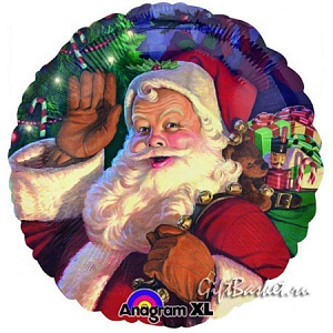 Фигурный шар из фольги "Санта с мешком"
